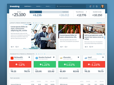 Investing - Stockbroking Dashboard analytics broker dashboard data investing statistics stockbroking ui userinterface ux webdesign