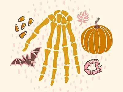 Halloween Doodle bat candy corn fang halloween pumpkin spooky