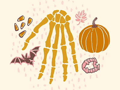 Halloween Doodle bat candy corn fang halloween pumpkin spooky