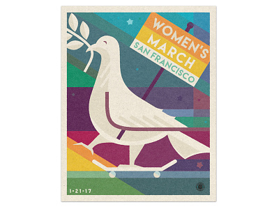 Women's March SanFrancisco! dove march peace poster push rainbow skateboard women