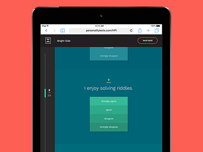 Personality Test Questionnaire ipad mobile quiz responsive web scrolling tablet design ui user testing ux web design