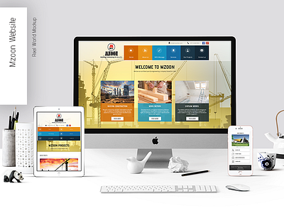 MZOON Website Device Preview building construction construction company website construction website interaction design responsive view ui design web design website website design website mockup wood factory