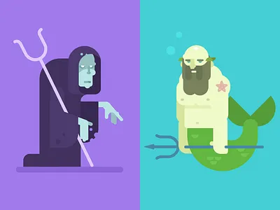 Hades and Poseidon character design gods greek hades illustration poseidon