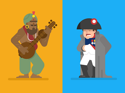 Samudragupta and Napoleon character design conquerors illustration leaders napoleon