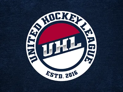 United Hockey League blue branding gradient hockey illustration logo navy red roundel sports