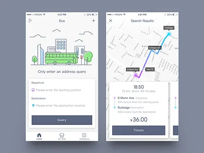 Bus App bus city departure destination ios map price time