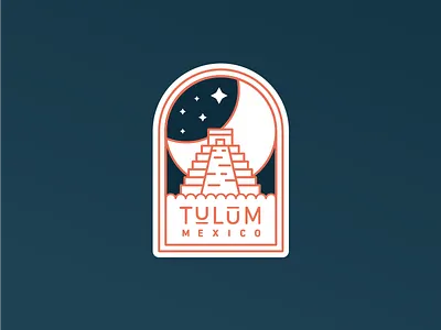 Taking a trip to Tulum badge mayan mexico moon night patch temple tulum