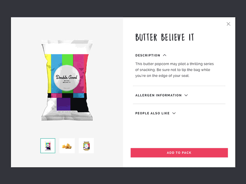 Double Good Modal animation ecommerce modal principle ui website