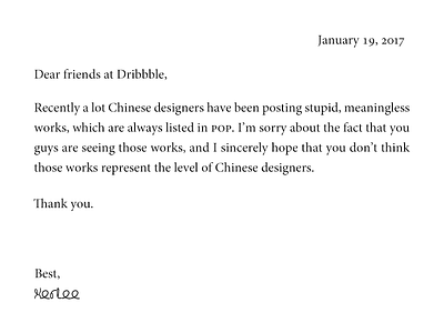 Dear friends at Dribbble