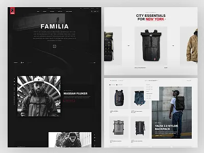 Chrome E com site black brand design e commerce images product tiles products red type typography website