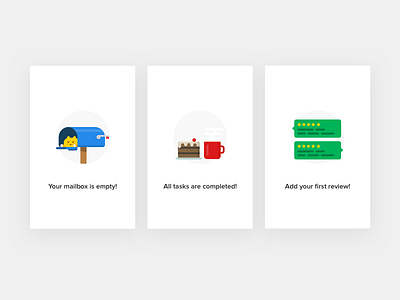 Empty states on Flatio card color dashboard drawing empty flat icon illustration ui vector web