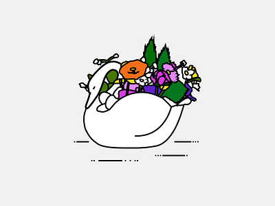 TGC 002 // Plastic Swan bouquet flat floral flowers horizon illustration plastic reflection sketch swan vector water