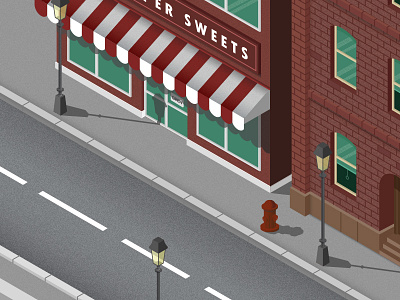 Street Coloured illustration isometric road store street