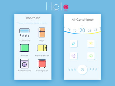 Hello Dribbble!!! air controller app conditioner debut dribbble hello icon ui