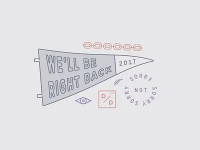 BRB guys branding brb bye text type