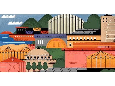 Random Place Street building cargo ship editorial editorial illustration grain illustration illustrator street texture town