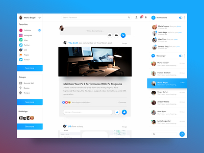 Facebook Feed Concept chat facebook feed messenger social timeline ui web webpage