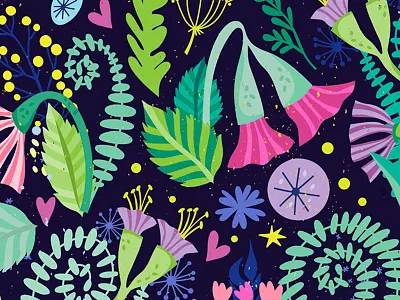 Floral magic bright colors flowers marushabelle nature pattern