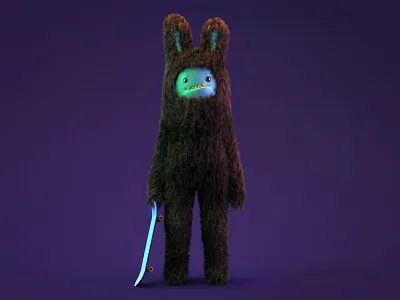 Skater c4d creature cute design hair hairy monster octane skater toy vinyl