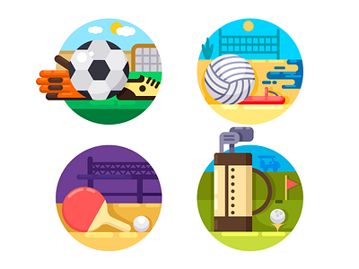 Ball games icons ball flat football golf illustration kit8 racket tennis vector volleyball