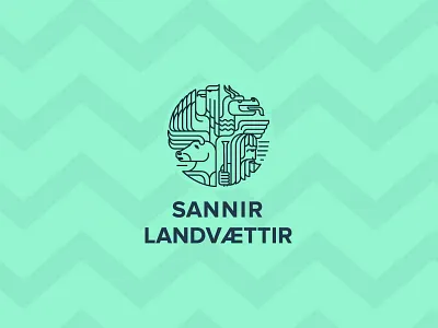Logo design art design flat iceland landvÆttir line logo sannir vector