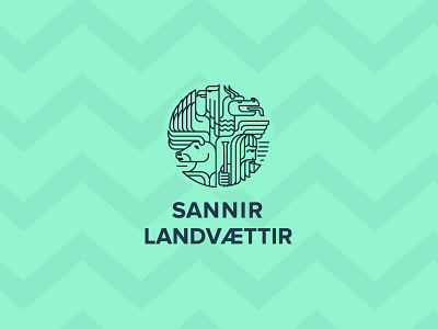 Logo design art design flat iceland landvÆttir line logo sannir vector