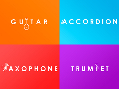 Instrument accordion axophone guitar instrument lettering logo trumpe