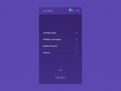 LUA . Settings Menu admin app art direction interface interface design menu mobile settings shopping cart user experience user interface visual design