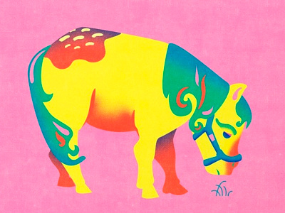 Rainbow pony gradient grass illustration pink pony rainbow texture