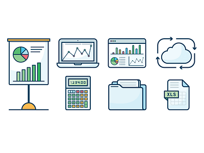 Financial Icons brand color computer development financial financial icons icon design icons process stylized technology thick strokes