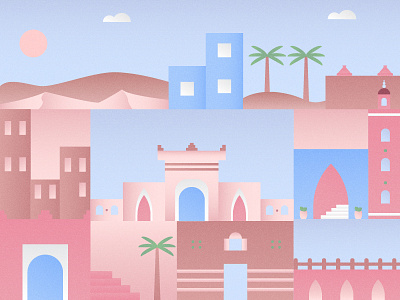 Moroccan Theme color culture design flat gradient illustration morocco texture theme