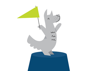Happy Dog. cartoon cute dog flag illustration