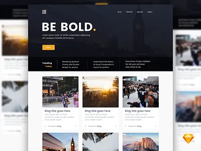 Bold Blog | .sketch blog blue bold download free freebie homepage london orange poppins sketch