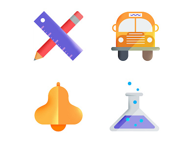 School Icons #2 childrens clean colorful education flat illustration kids school vibrant