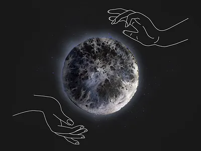 Space Magic black dark hands lines magic planet space watercolor