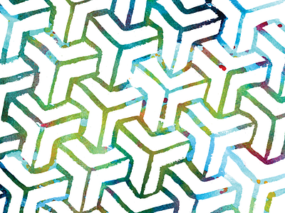 Watercolor Grid bleed blue green grid orange pattern pink texture watercolor