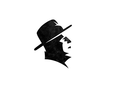 Face hat logo mafia man mark negative space sava stoic symbol