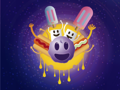 Foodball cheese colorful food galaxy hotdog illustration pop space vector