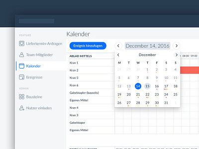 Calendar View - Construction Company CRM app calendar clean construction crm dashboard icons ui ux web