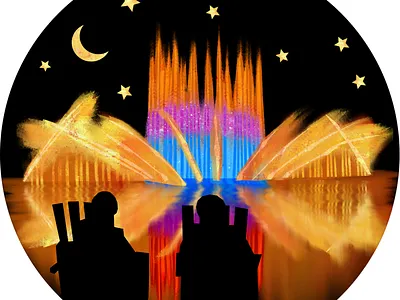 Musical Fountains fountains hamburg illustration lake music planten un blomen water