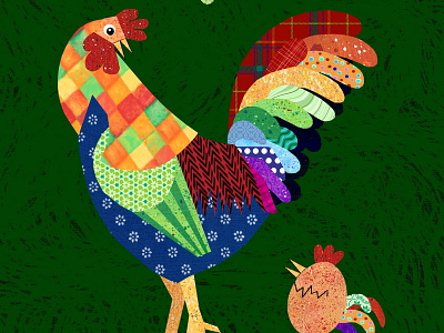 Dada? animals chick cockerel colourful egg feathers illustration rooster