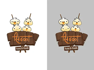 Sinka Logo board dumplings fresh illustrator logo momo restaurant sinka stick