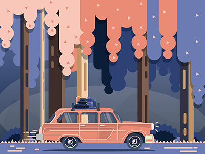 cute illustration art car creative flat iilustrator illustration landscape tourism travel vector vehicle