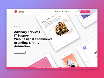 Lantec's New Website clean website design homepage lan landing page lantec web web company web design website
