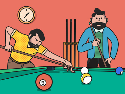 Playing Billiards ball beard billiards cartoon fashion flat illustration illustrator line man snooker sport