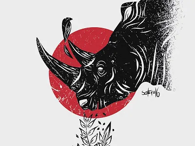 Life partners bird editorial illustration illustrator rhino shot