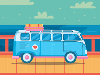 Holiday adventure beach car holiday icon travel vector vehicle wheel