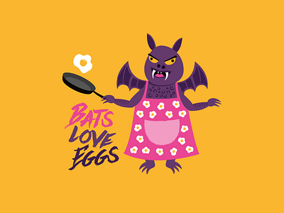 Bats Love Eggs bat cooking egg eggs fried egg frying halloween vampire