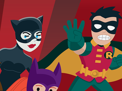 Robin says, "Go 4 it!" batgirl batman catwoman comics flat illustration robin vector