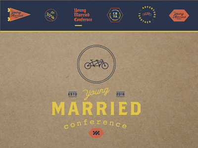 Young Married Conference bike blue branding cardboard conference orange retro tandem vintage yellow